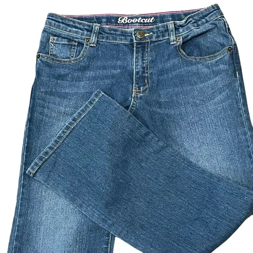 ❤️2/$11 Crazy 8 Girls Bootcut Plus Size Adjustable Waist Blue Jeans size 12